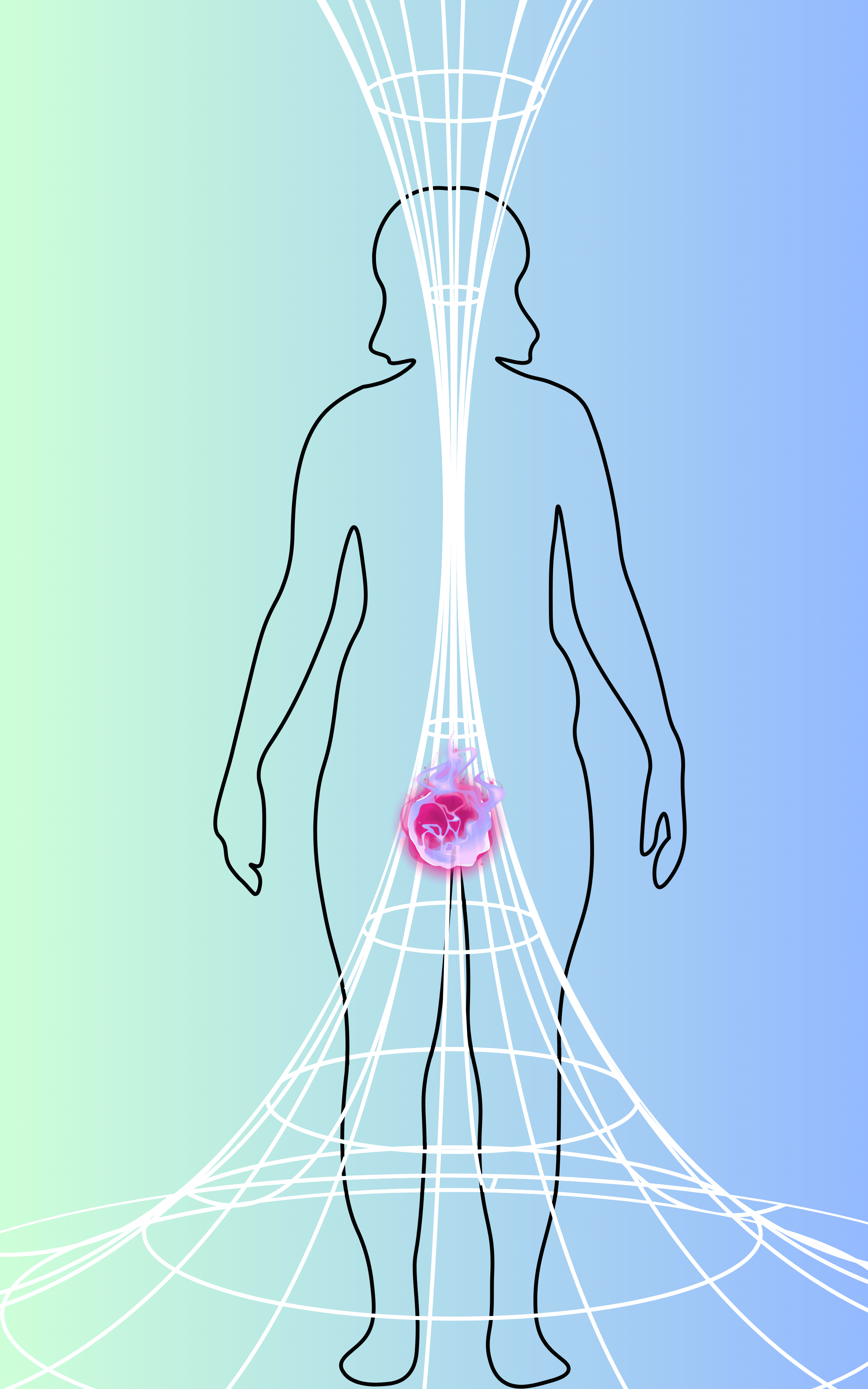 illustration of a person with Root Chakra. Made in Canva by the authors.